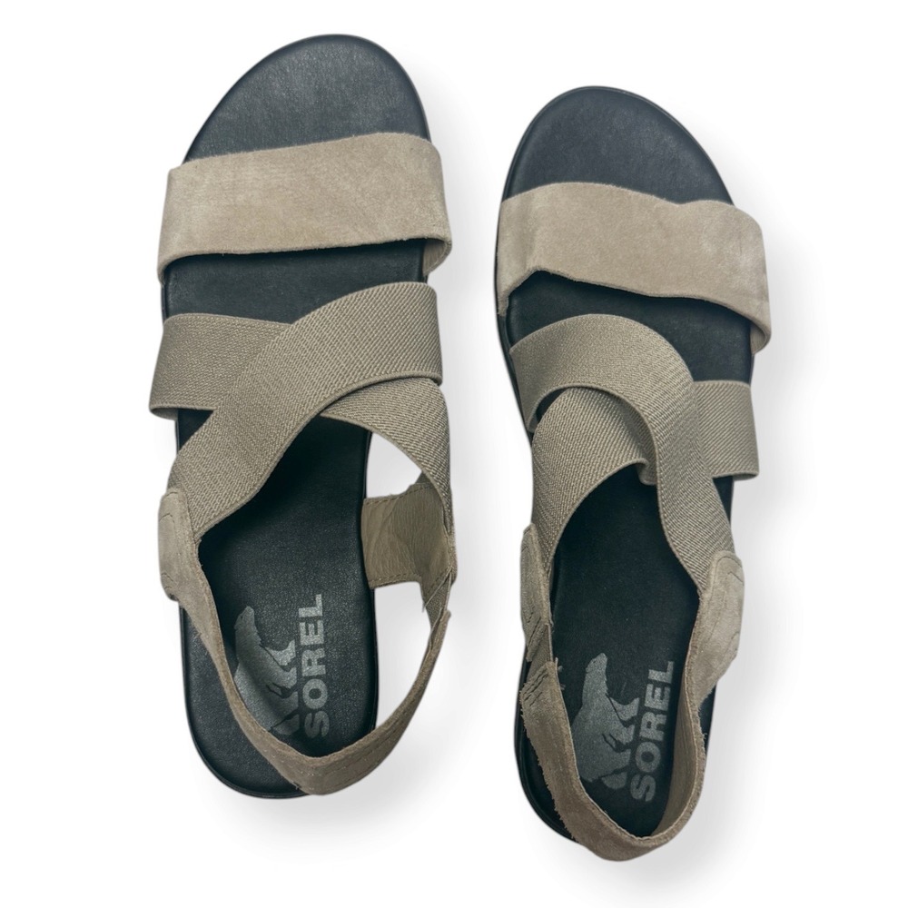 SOREL Cameron Flatform Slingback Sandal Omega Taupe Sea Salt Size 8 - Picture 9 of 11